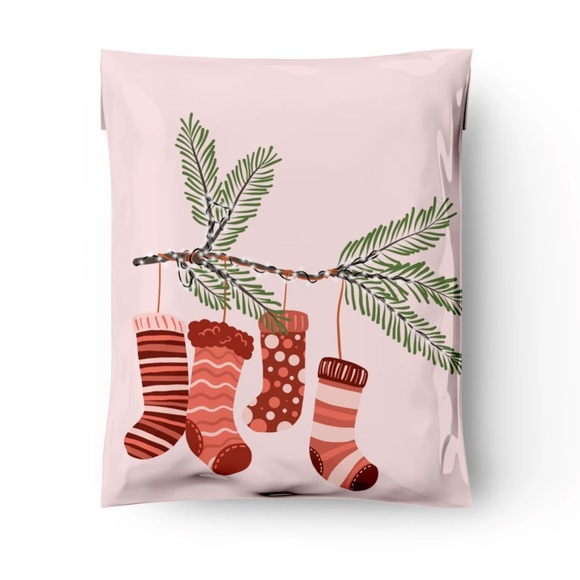 3 SETS LEFT🎄20 Designer pink stockings Poly Mailers 10 x 13 inch - Picture 1 of 5